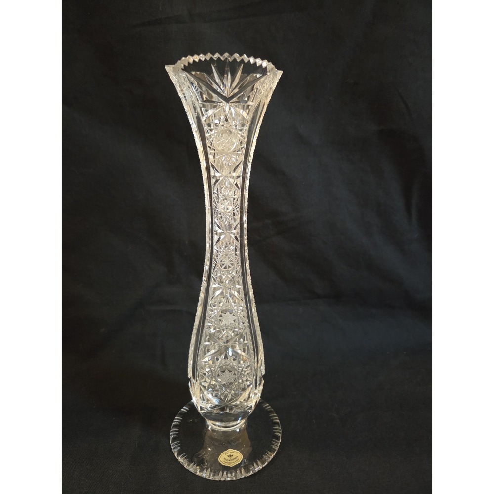 Kisslinger Bleikristall Hand Cut Lead Crystal Vase Austria 12.25" Vintage